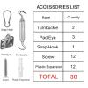 imageAmagenix Shade Sail Hardware Kit for Triangle Sun Shade Sail Installation 5 Inch 304 Grade Stainless Steel Hardware for Patio Garden Outdoors 30PcsTriangular Hardware
