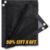 imageAmagenix 50 Black Shade Cloth 12x6 FT Resistant Garden Sun Shade Netting with Reinforced Grommets for Greenhouse Plant Cover Barn Kennel and Pergola Shade Cover