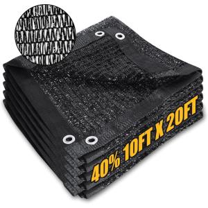 imageAmagenix 40 Black Shade Cloth 10x20 FT Resistant Garden Sun Shade Netting with Reinforced Grommets for Greenhouse Plant Cover Barn Kennel and Pergola Shade Cover