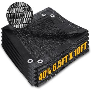 imageAmagenix 40 Black Shade Cloth 65x10 FT Resistant Garden Sun Shade Netting with Reinforced Grommets for Greenhouse Plant Cover Barn Kennel and Pergola Shade Cover