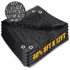 imageAmagenix 40 Black Shade Cloth 8x12 FT Resistant Garden Sun Shade Netting with Reinforced Grommets for Greenhouse Plant Cover Barn Kennel and Pergola Shade Cover