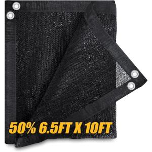imageAmagenix 50 Black Shade Cloth 65x10 FT Resistant Garden Sun Shade Netting with Reinforced Grommets for Greenhouse Plant Cover Barn Kennel and Pergola Shade Cover