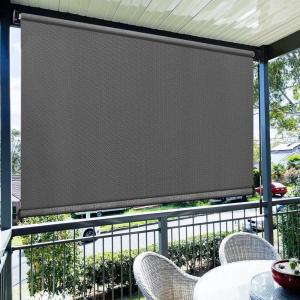 imageAmagenix Outdoor Roller Shades 8W x 8H Exterior Cordless Patio Shades Roll up Outdoor Blinds for Porch Gazebo Grey
