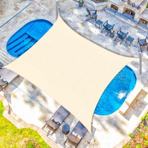 imageAmagenix Shade Sail  Custom Size Cream Shade Sail Canopy Curved Outdoor Patio Awning 7X13 Custom Size Breathable Fabric with 95 UV Block for Garden Backyard