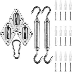 imageAmagenix Shade Sail Hardware Kit for Triangle Sun Shade Sail Installation 5 Inch 304 Grade Stainless Steel Hardware for Patio Garden Outdoors 30PcsTriangular Hardware