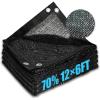 imageAmagenix 70 Black Shade Cloth Resistant Garden Sun Shade Netting 12 FT x 6 FT Durable Mesh Tarp with Reinforced Grommets for Greenhouse Plant Cover Barn Kennel