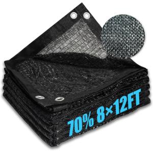 imageAmagenix 70 Black Shade Cloth Resistant Garden Sun Shade Netting 8 FT x 12 FT Durable Mesh Tarp with Reinforced Grommets for Greenhouse Plant Cover Barn Kennel