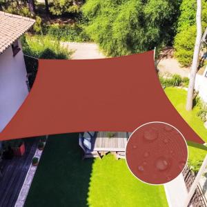 imageAmagenix Waterproof Sun Shade Sails Canopy Rust Red Rectangle Outdoor Canopy 12x16 UV Block Awning Shelter for Patio Garden Backyard Activities WPSR121630