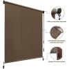 imageAmagenix Outdoor Roller Shades 8W x 6H Sesame Exterior Cordless Patio Shades Roll up Outdoor Blinds for Porch Gazebo Spliced of Two SectionsMochacordless