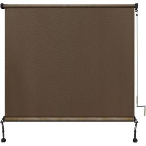 imageAmagenix Outdoor Roller Shades 8W x 6H Sesame Exterior Cordless Patio Shades Roll up Outdoor Blinds for Porch Gazebo Spliced of Two SectionsMochacordless